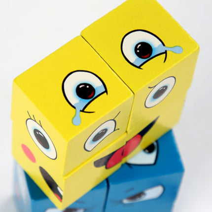 Face Changing Puzzle Building Cubes Interaction Toy Wooden Geometric Iron Boxed