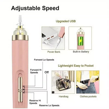 Electric Nail File Drill Portable USB Manicure Pedicure Machine Set Professional