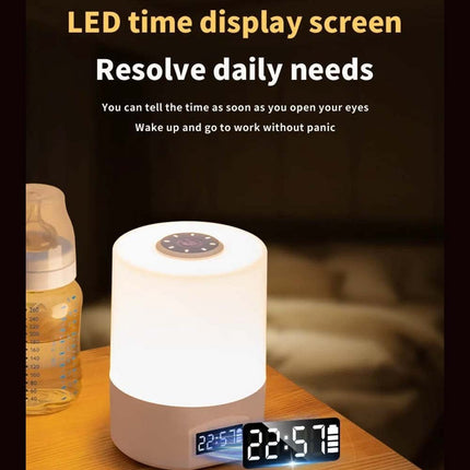 LED Touch Control Night Light with Remote & Digital Time Display - Modern Bedside Lamp for Bedroom