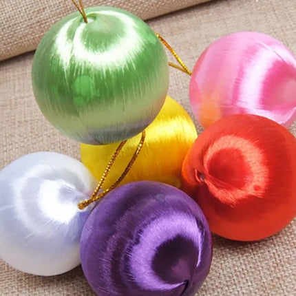 6Pcs 5cm Christmas Tree Baubles Satin Xmas Balls Hanging Home Party Ornaments Decor