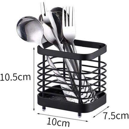 Stainless Steel Utensil Caddy, Kitchen Sink Organizer with Drainage, Cutlery Holder Drainer Stand