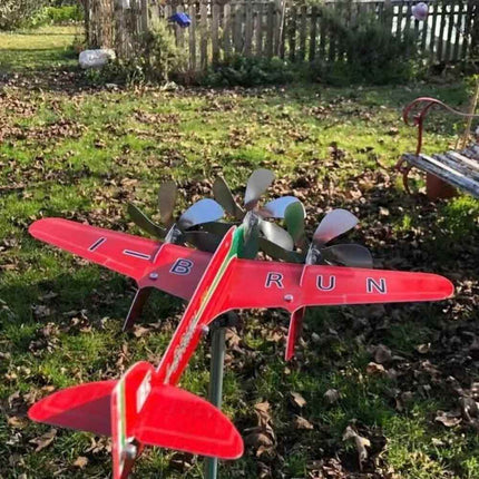 Airplane Wind Spinner Compass Weather Vane Yard Garden Decor