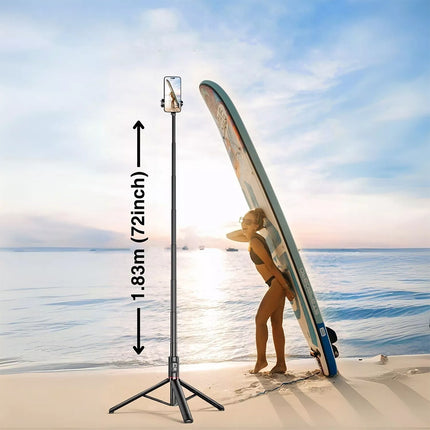 Selfie Stick Tripod 72" | 360° Rotation, Remote, Cold Shoe Mount Phone stand