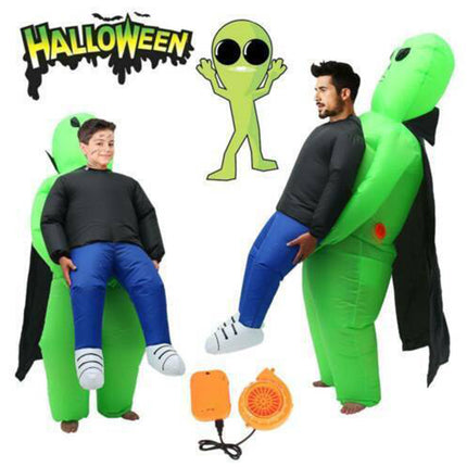 Halloween Green Scary  Alien Inflatable Costume Blow Up Party Dress Pump Gift