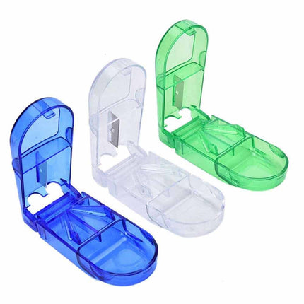 2X Portable Pill Cutter Tablet Vitamin Splitter Divider Travel Medicine Storage