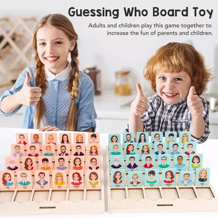 Wooden Guessing Who Board Game Logical Thinking Training Educational Toy