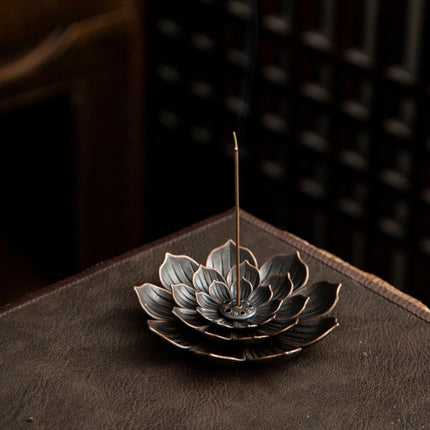 2X Blooming Lotus Censer Stick Incense Holder Cone Incense Burner Ash Catcher