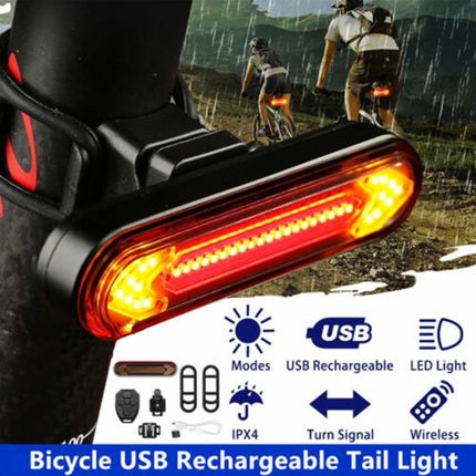 Bicycle Turn Signal Light LED Bike Rear Tail + Remote Control USB Rechargeabl