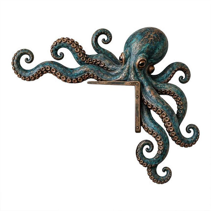 1 Pair Wooden Door Frame Decoration, Cute Octopus Sea Monster Statue, Home Wall Decor