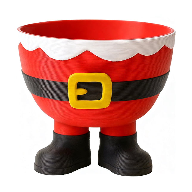 Red Printed Christmas Feet Bowl – Santa & Elf Designed Candy Holder, Cute Christmas Candy Display Bowl