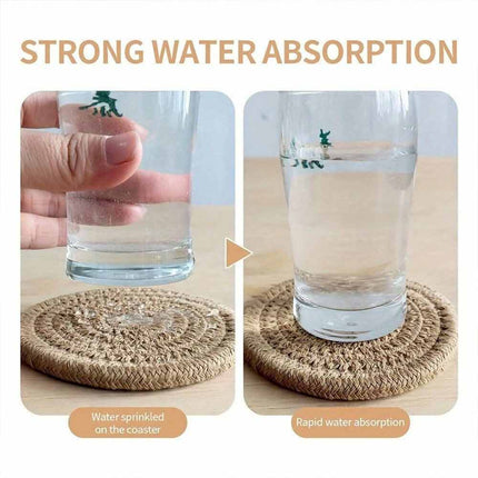 8Pcs Non-Woven Drink Coaster Set, Non-Slip Heat Resistant Cup Mats with Decorative Iron Frame