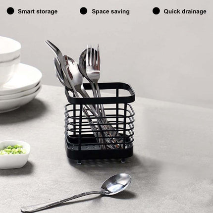Stainless Steel Utensil Caddy, Kitchen Sink Organizer with Drainage, Cutlery Holder Drainer Stand