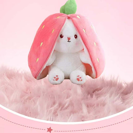 Cute Soft Strawberry Bunny Plush Toy 18cm Rabbit Stuffed Animal Hide-and-Seek Doll Gift