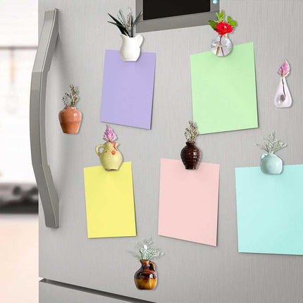 3D Flower Vase Refrigerator Magnets (Vase Only, No Flowers), 8-Piece Set, Home Decor Accessories
