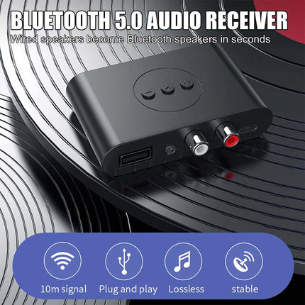 NFC Bluetooth 5.0 Wireless Receiver 3.5mm AUX to 2 RCA Audio Stereo Adapter