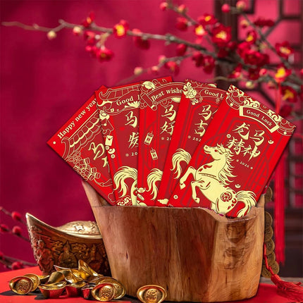 12Pcs Year of The Horse Red Envelopes 2026 – Chinese New Year Lucky Money Envelopes