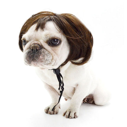 Pet Wig Funny Cat Dog Wig Adjustable Pet Headdresses Pet Cosplay Props