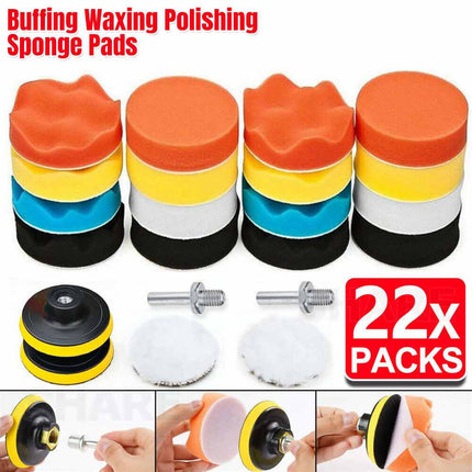 22pcs Buffing Waxing Polishing Sponge Pads Kit Set For Car Polisher Clean Drill