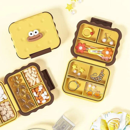 Cute 7-Compartment Pill Box Waterproof, Damp-Proof Mini Travel Pill Case