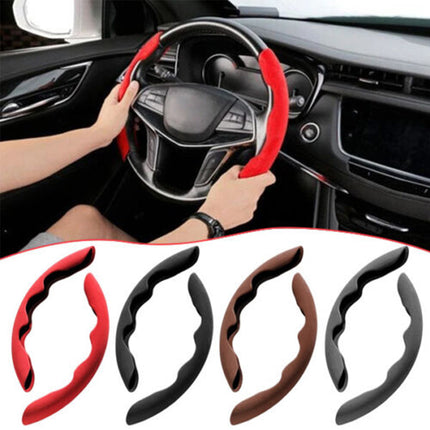 Car Anti-skid Plush Steering Wheel Anti-slip Cover Decor Both Side Universal Red