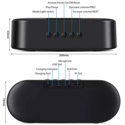 Ultra Loud High Bass Portable Wireless Outdoor Bluetooth Speaker - Black