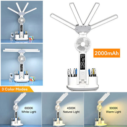 4 IN 1 LED Desk Lamp with Fan Dimmable Reading Lamp Reading Table Night Light