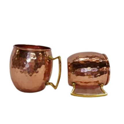 2 Pcs 60ml Handcrafted Copper Plated Moscow Mule Mug with Brass Handle