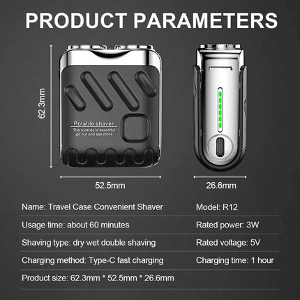 Ultra Clean Double Head Razor Washable Mini Shaving Electric Shaver Beard