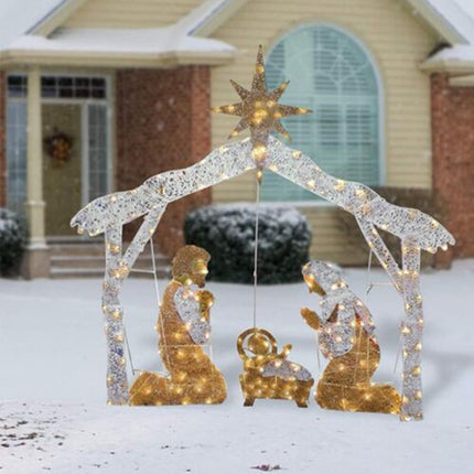 Light-Up Nativity Scene Christmas Outdoor Decoration with LED Lights Patio Lawn