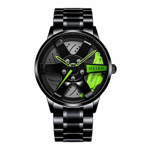 Mens Quartz Watch, Car Wheel Watch Fashion Sport Watch Mesh Rim Hub Wrist Watch