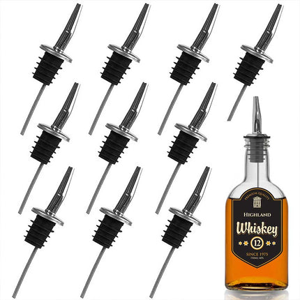 10 x Stainless Steel Bottle Spouts Oil Wine Liquor Pourer Dispenser Pour Stopper