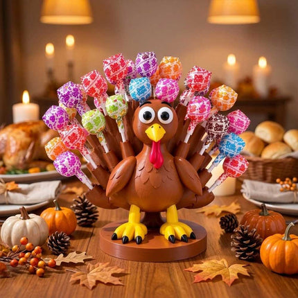 Thanksgiving Turkey Lollipop Holder, 3D Printed Turkey Candy Lollipop Stand for Thanksgiving Table Decor