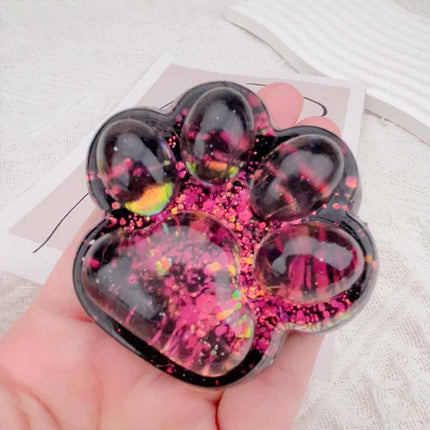Soft TPR Cat Paw Squeeze Toy Dark Starry Sky Series with Glitter Stress Relief Squishy for