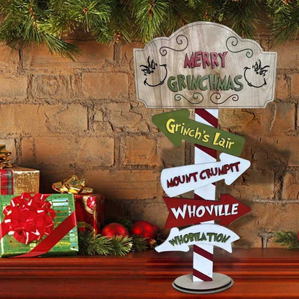 25cm Grinch & Whoville Christmas Tabletop Decoration – Merry Christmas Themed Stand for Xmas Home Decor