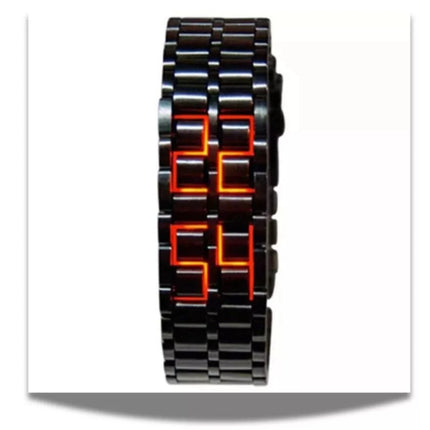 Fashion Mens Digital Lava Wrist Watch Men Black Full Metal Red LED Display