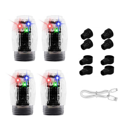 4-Pack LED Wheel Strobe Flash Lights Tire Valve Cap Lamps for Cars, Trucks & Motorcycles