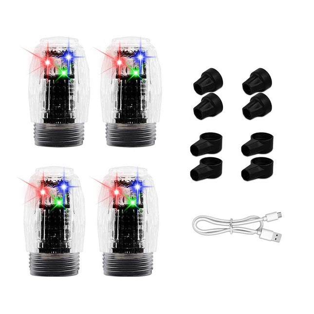 4-Pack LED Wheel Strobe Flash Lights Tire Valve Cap Lamps for Cars, Trucks & Motorcycles