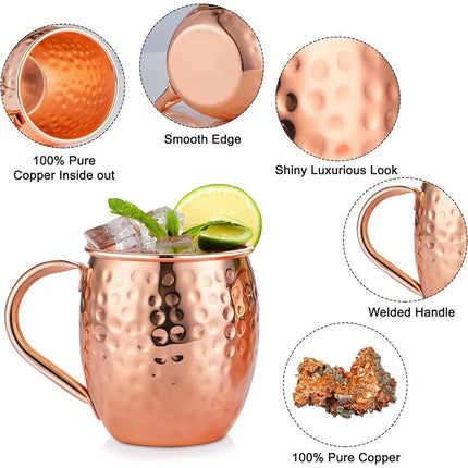 530ML Pure Copper Mug for Moscow Mule, Coffee, Beer & Cocktails, Home Drinking Cup