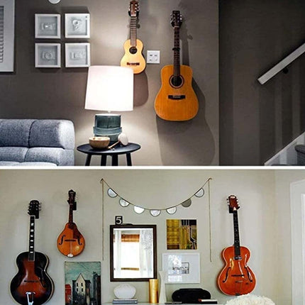 2 Pack Metal Non-Slip Guitar Wall Mount Hanger - Universal for Guitar & Ukulele