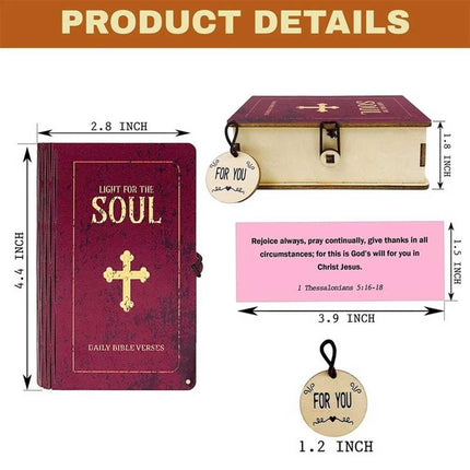 Handmade Wooden Bible Verses Box + 150PCS Daily Scripture Verse Cards