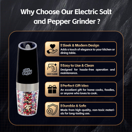 2 Pack Electric Salt & Pepper Shakers – Gravity Operated Spice Grinders