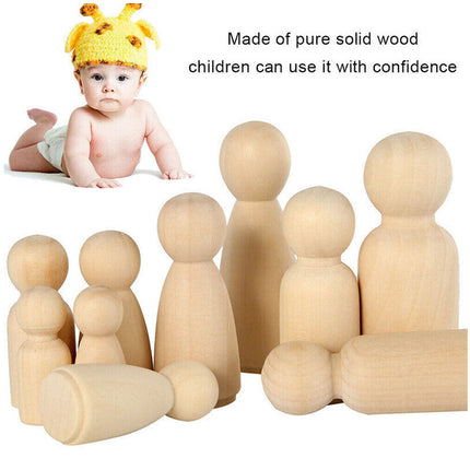 50Pcs Wooden Unfinished Peg Dolls Craft Wedding People Kid Family Decoration DIY