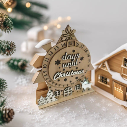 Tabletop Christmas Advent Calendar - Countdown Decor with Changeable Daily Numbers