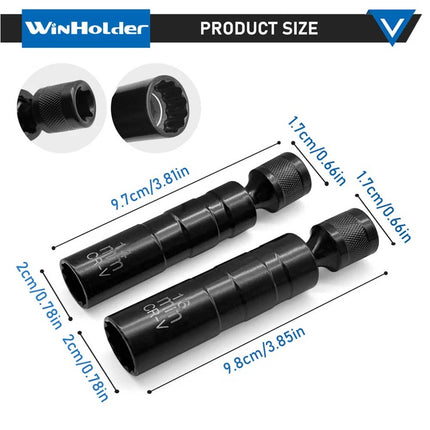 2X Magnetic Thin-Wall Swivel Spark Plug Socket, 12-Point Drive, 14mm & 16mm Sizes