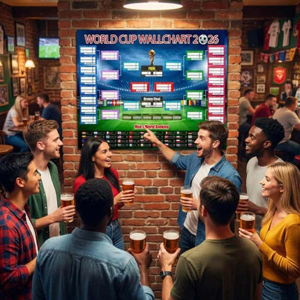 2Pcs 2026 World Cup Football Wall Chart, 87×58CM Foldable Match Schedule Poster