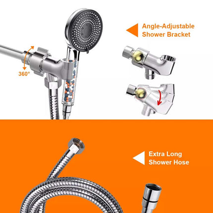 Deluxe 5 IN 1 Filtered Shower Head High Pressure 5 Modes Hard Water Mineral Bead