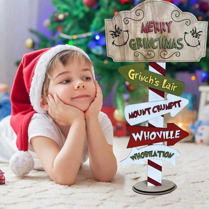 25cm Grinch & Whoville Christmas Tabletop Decoration – Merry Christmas Themed Stand for Xmas Home Decor