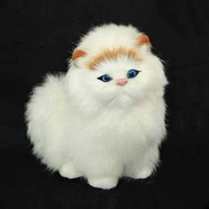 Meowing Plush Cat Figurine Realistic Kitten Home Decor Kids Toy Gift