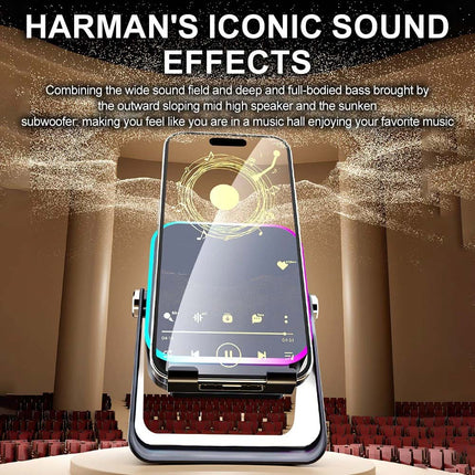 5-in-1 Wireless Induction Bluetooth Audio Speaker with Integrated Phone Stand