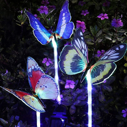 3PCS Solar Powered LED Light Butterfly Outdoor Garden Lawn Stake Lamp Waterproof